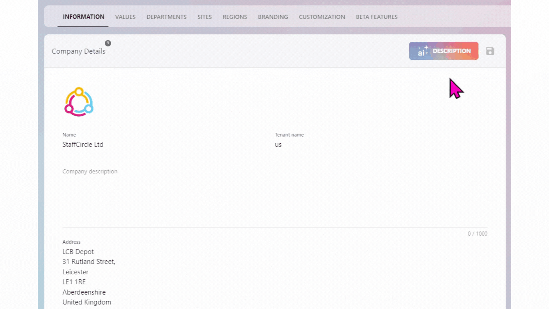 StaffCircle screenshot: companydescriptionStaffCircleAI WPc