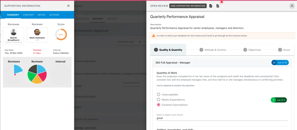 Screenshot from the StaffCircle platform: Success Circles v.1.12.0