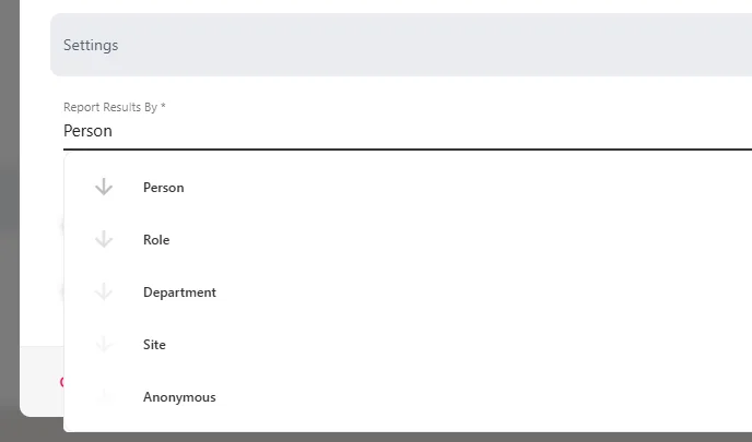 Screenshot from the StaffCircle platform: Survey Anonymity