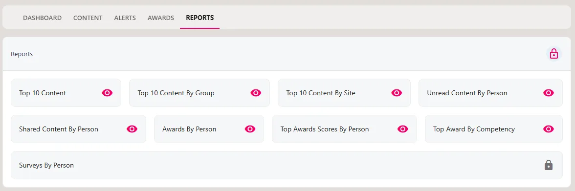 Screenshot from the StaffCircle platform: Surveys by Person Report