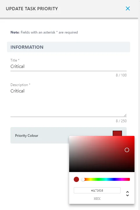 Screenshot from the StaffCircle platform: Task and Worksheet Settings