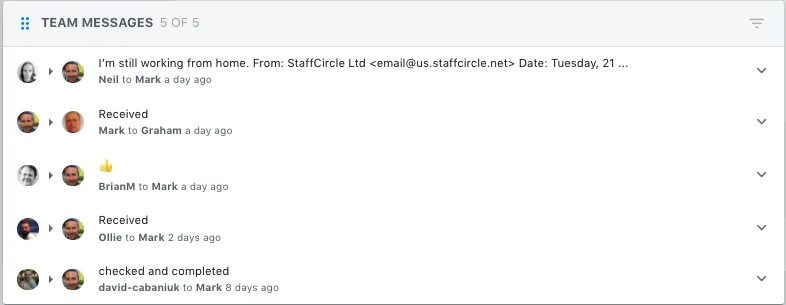 Screenshot from the StaffCircle platform: Today Screen v.1.6.0