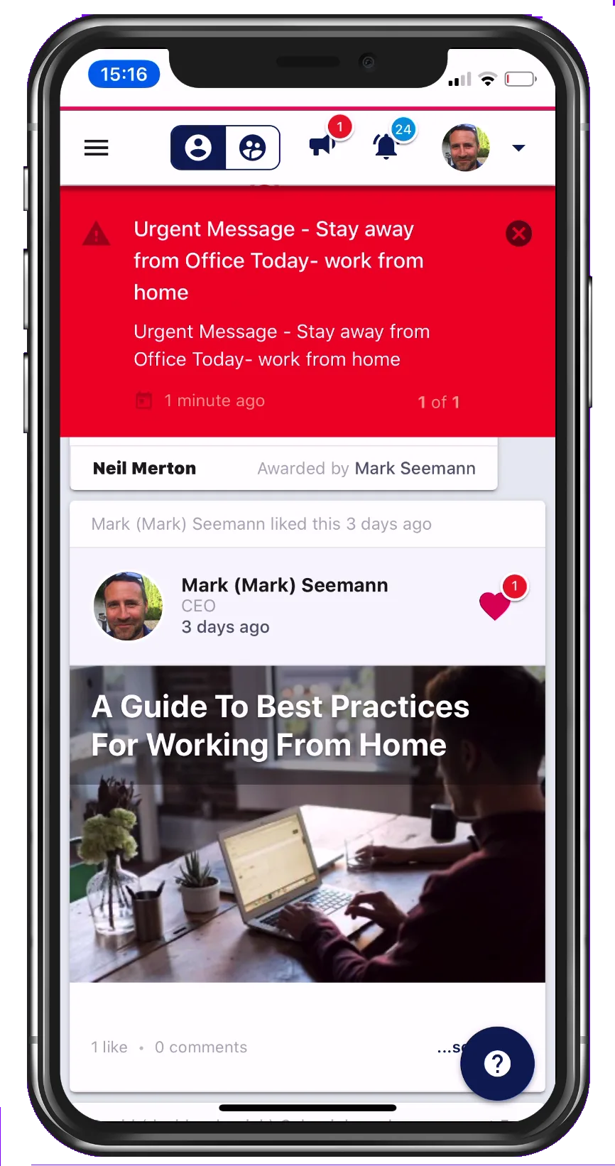 Screenshot from the StaffCircle platform: Today Screen v.1.6.0