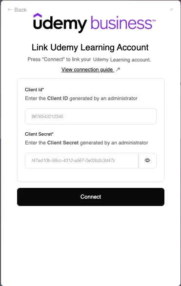 Screenshot from the StaffCircle platform: Udemy Business Connector