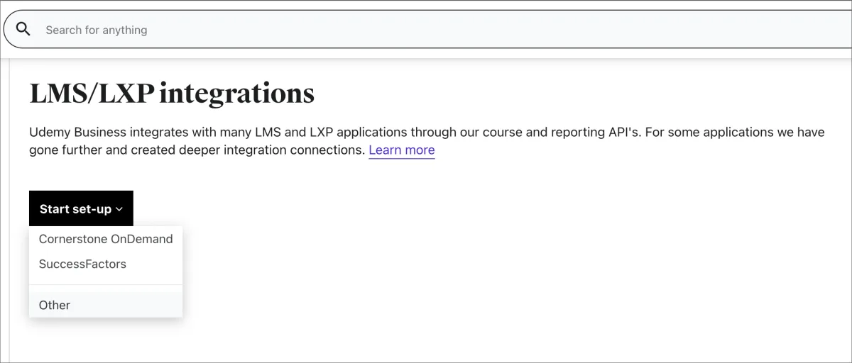 Screenshot from the StaffCircle platform: Udemy Business Connector
