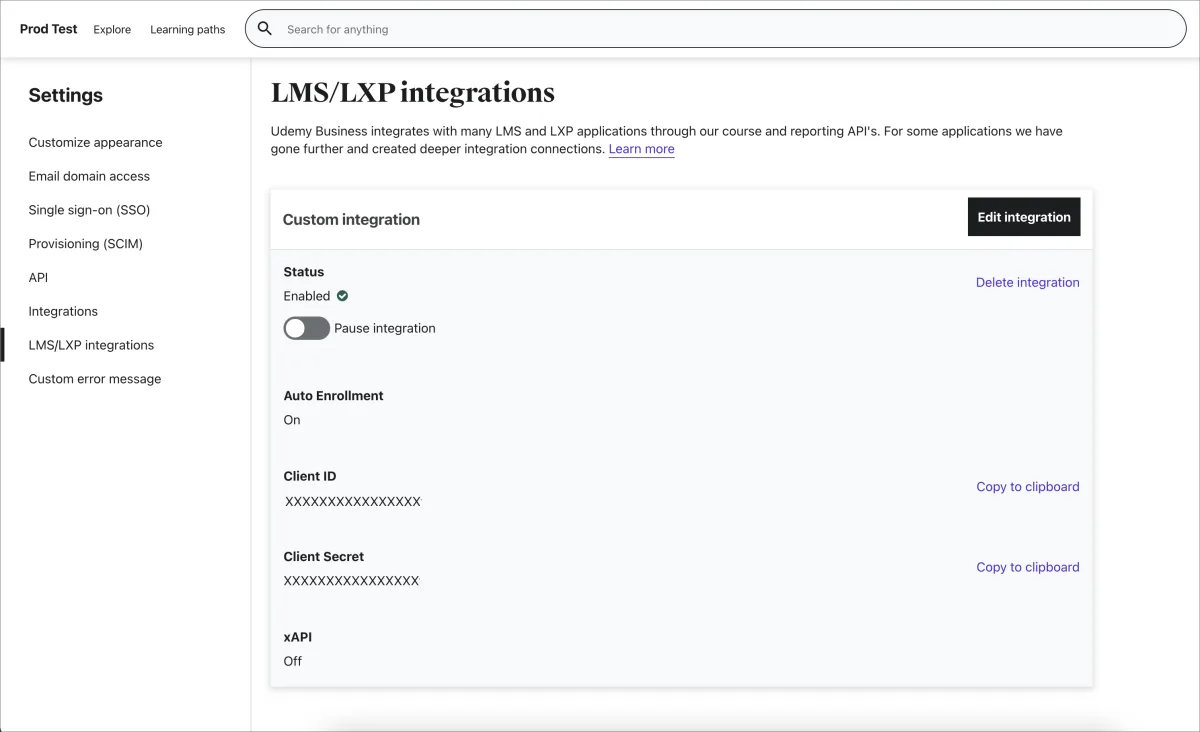 Screenshot from the StaffCircle platform: Udemy Business Connector