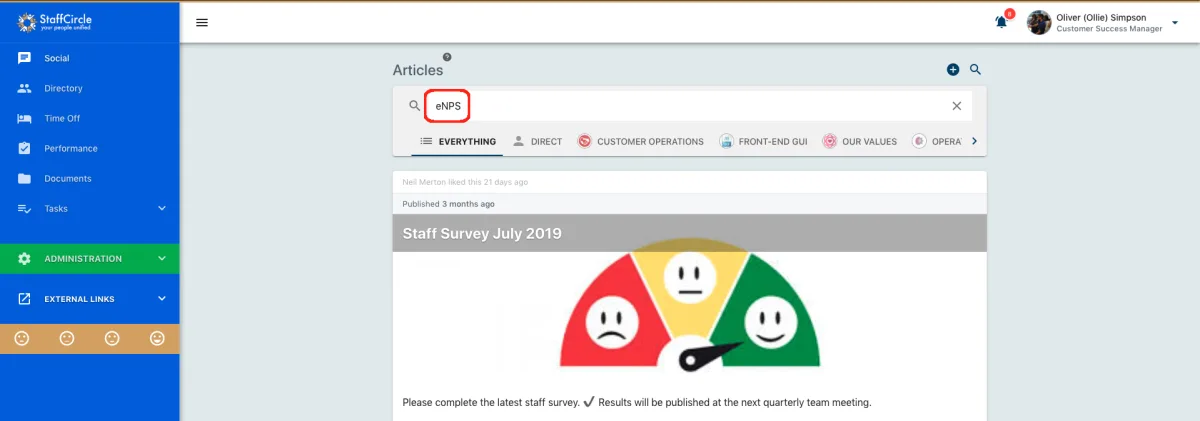 Screenshot from the StaffCircle platform: v.1.0.10 (30/09/2019)
