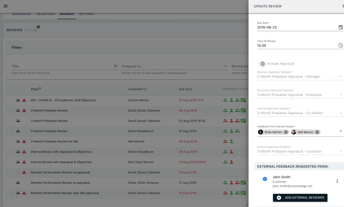 Screenshot from the StaffCircle platform: v.1.0.14 (20/08/2019)