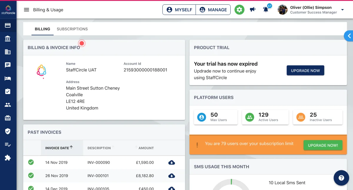Screenshot from the StaffCircle platform: v.1.9.0 (10/06/2020)