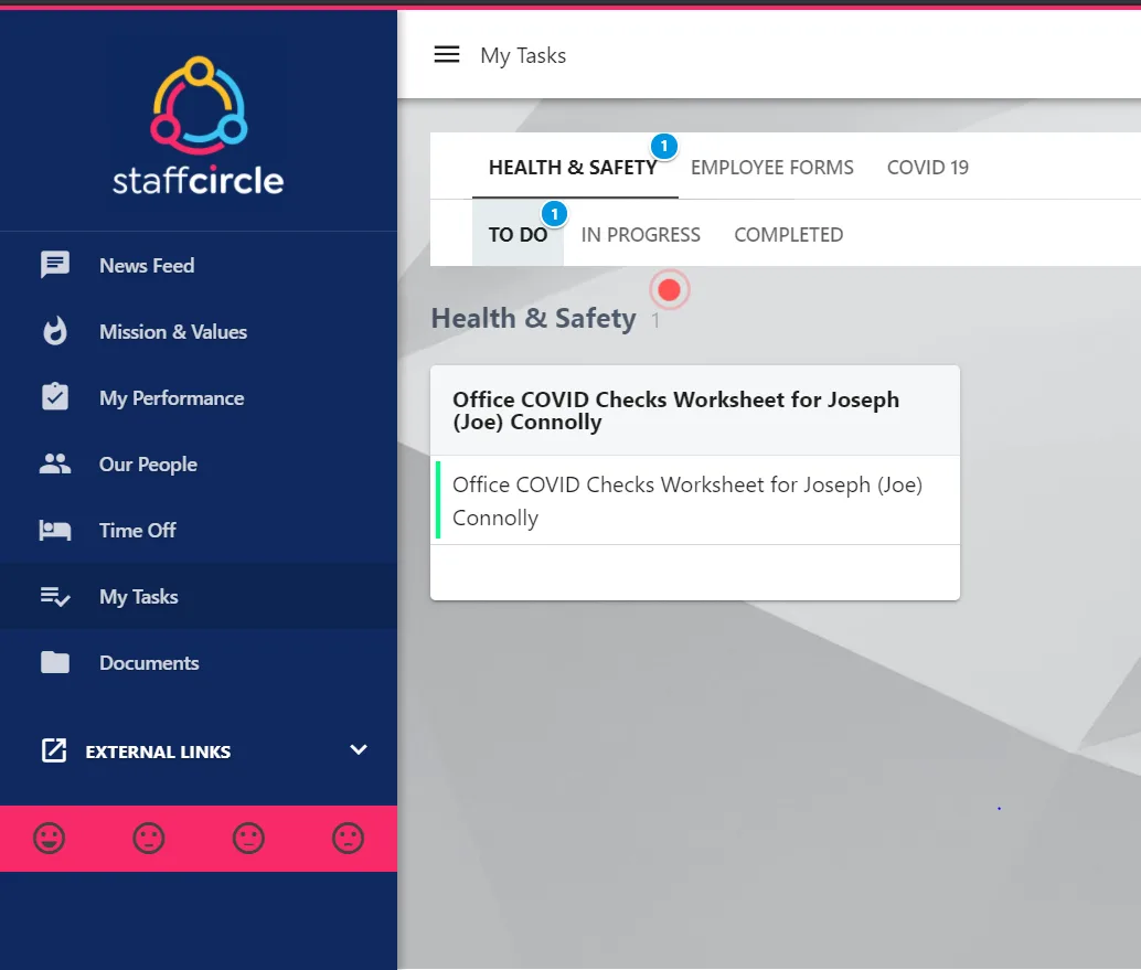 Screenshot from the StaffCircle platform: Viewing your tasks