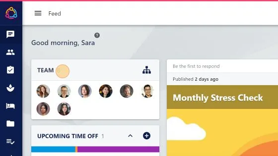 Screenshot from the StaffCircle platform: What can the employee see on the main feed?