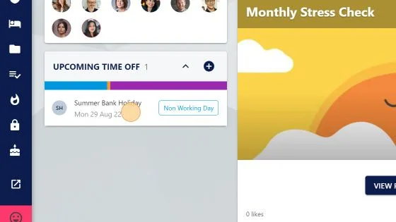 Screenshot from the StaffCircle platform: What can the employee see on the main feed?