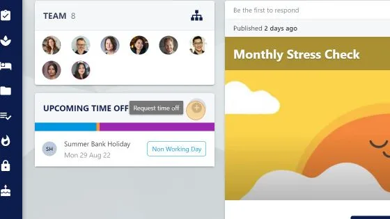 Screenshot from the StaffCircle platform: What can the employee see on the main feed?