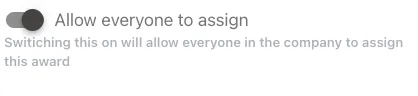 Screenshot from the StaffCircle platform: Why isn't the award visible when an employee wants to assign this to another peer?