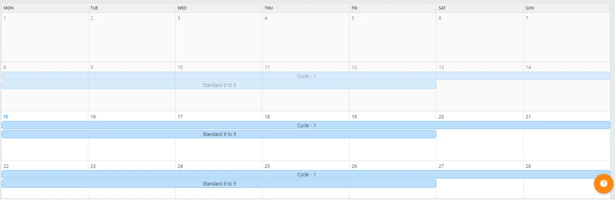 Screenshot from the StaffCircle platform: Working Pattern: Examples