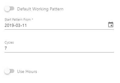 Screenshot from the StaffCircle platform: Working Pattern: Examples