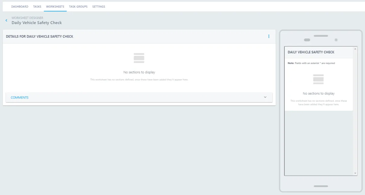 Screenshot from the StaffCircle platform: Worksheet Builder