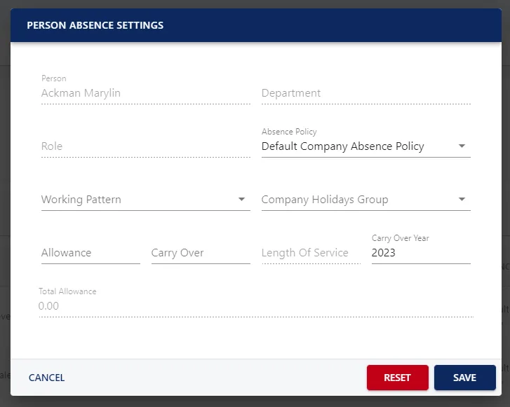 Screenshot from the StaffCircle platform: Year End Reset: Overview