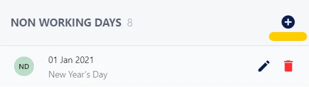 Screenshot from the StaffCircle platform: Year End Task: Carry Over Holidays