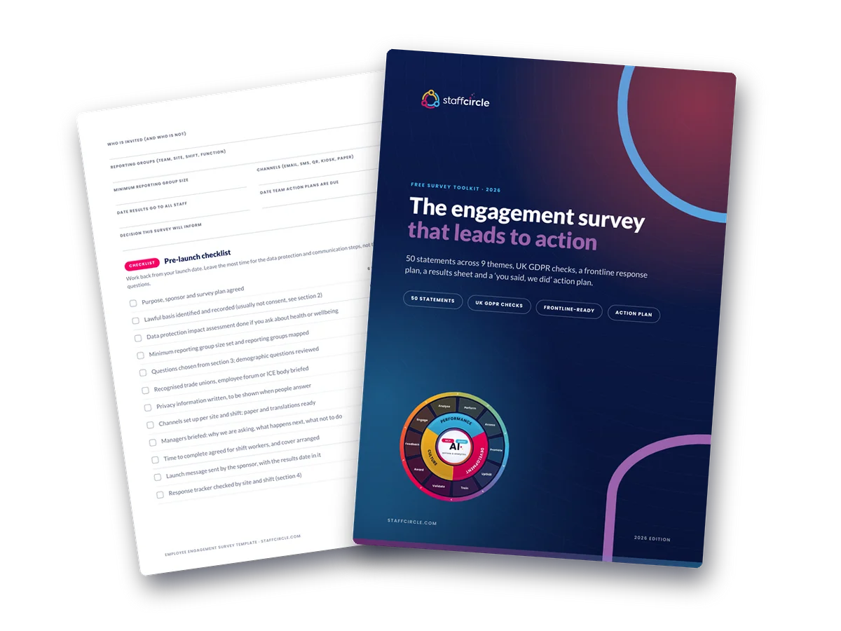 Cover of Employee Engagement Survey Template: Questions, Results Guide and Action Plan