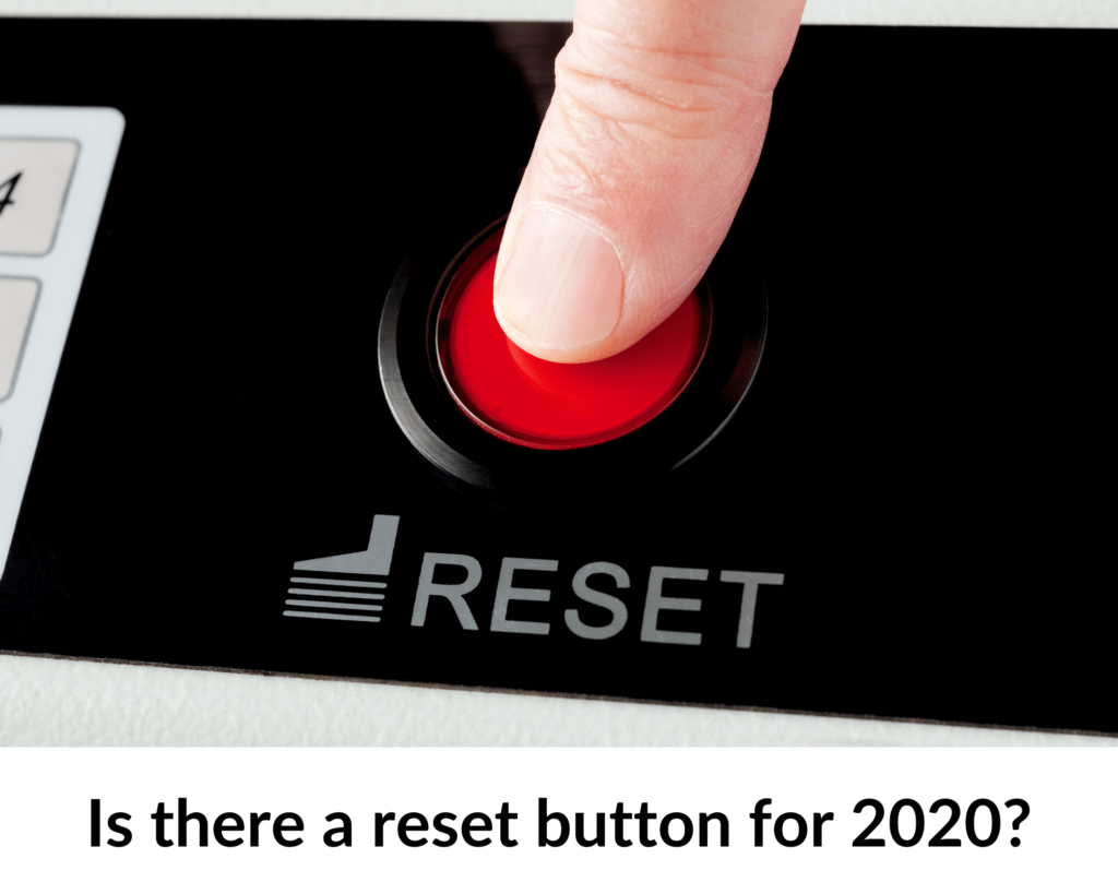Finger pressing a red reset button, captioned: is there a reset button for 2020?