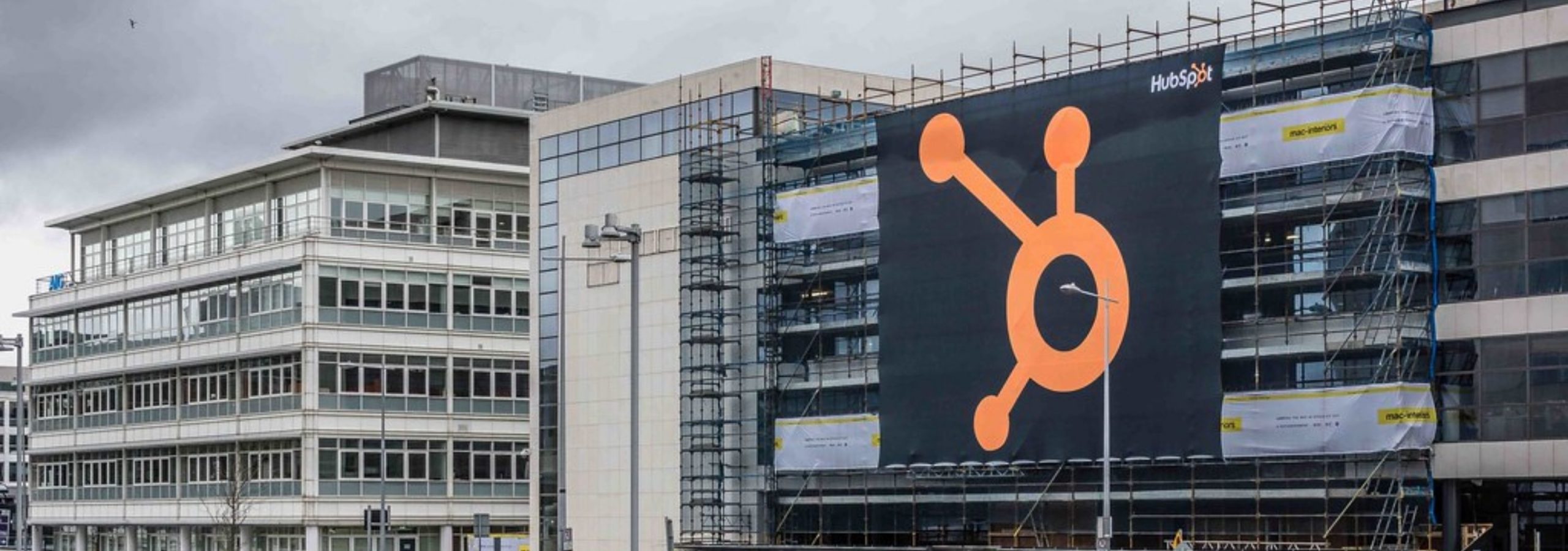 HubSpot branding on an office building, illustrating the HubSpot case study