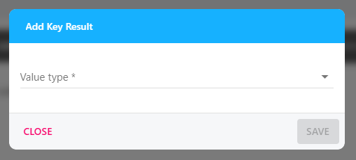 Value type drop-down setting how the key result is measured