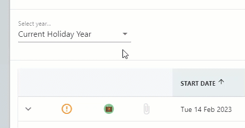 Switching the Select year drop-down to the next holiday year