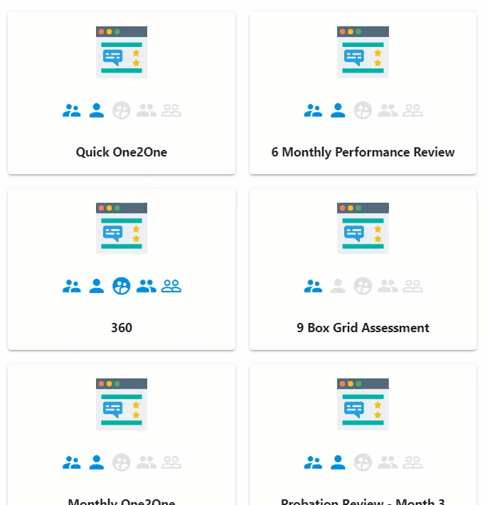 Review type tiles in the Add Review drawer, with the View all option