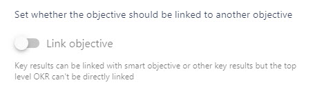 The Link Objective toggle and the related objective drop-down it reveals