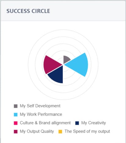 A personal Success Circle divided into segments for each company competency
