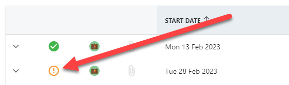 A pending holiday request shown in orange in the holiday table