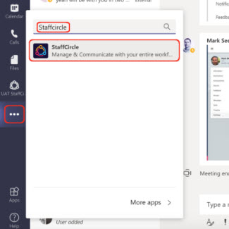 The three dots in the Microsoft Teams side-bar and the app search results