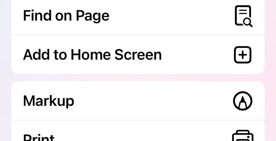 Add to Home Screen selected from the iPhone share menu