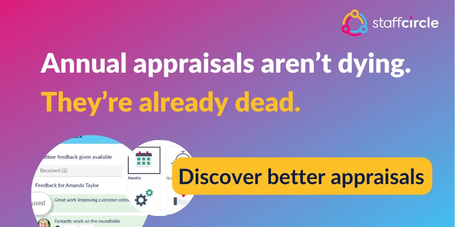 Banner: annual appraisals are already dead, with a link to discover better appraisals