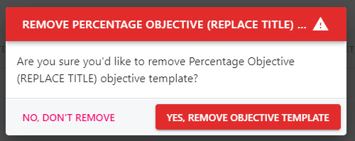 The red trash can icon beside an objective template
