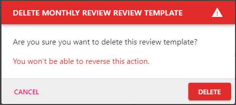 The three dots menu on a template details page with Delete selected