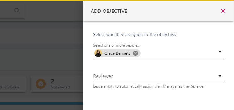 Assigning the objective using the Select one or more people drop-down