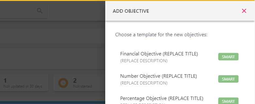 List of objective templates tailored for your platform