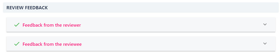 Review Feedback blocks with a green tick for shared and a blue clock for pending