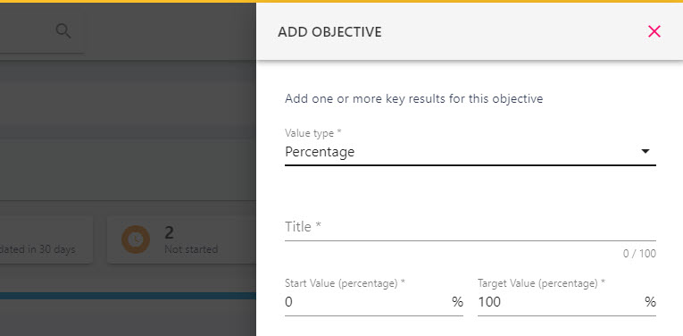 Title and description fields for a key result