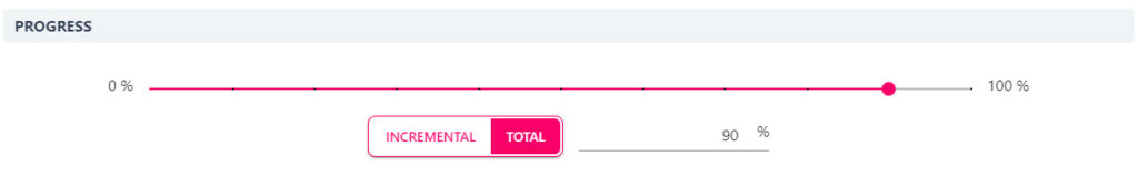 Progress slider for an objective expanded inside the review feedback screen
