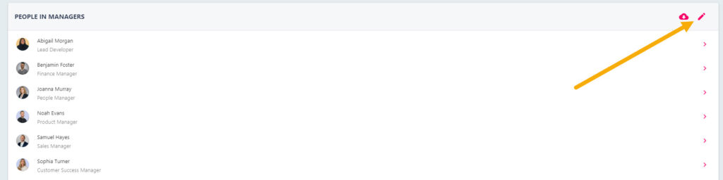 The People In section of a security group with the edit pencil icon