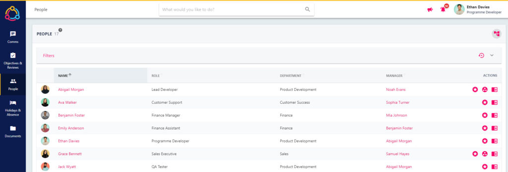 Profile preview drawer showing a colleague's existing awards