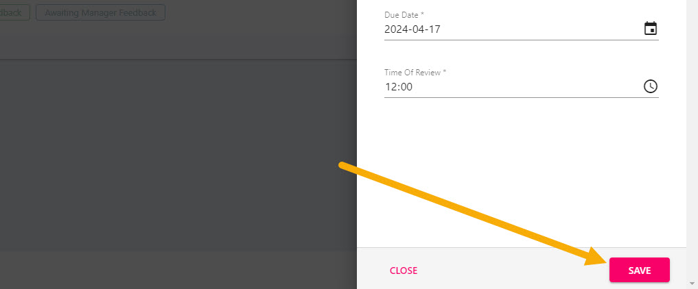 Due date and time fields before saving your own review
