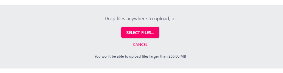 The Select files button used to upload documents from your device