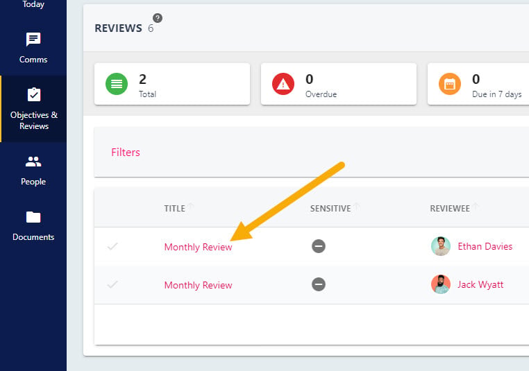 Review Details page showing feedback responses from all contributors