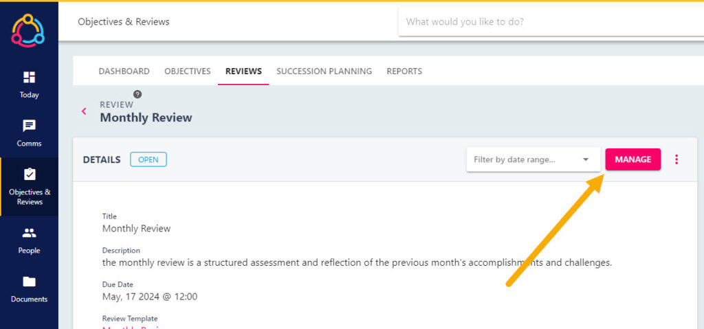 The Run Review button on the Review Details page