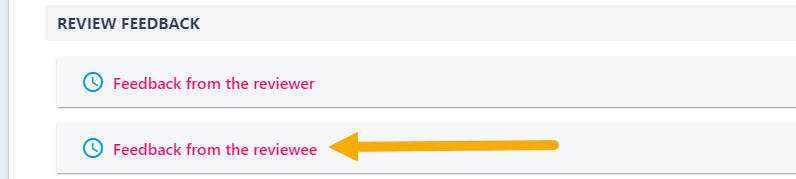 Review Feedback section showing the employee's own responses
