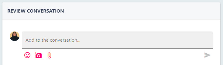The Review Conversation area in the corner of the Review Details page
